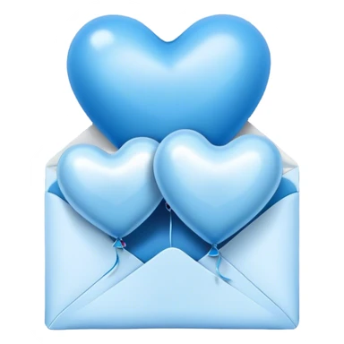 dark blue love letter in pastel blue and perl metallic heart-shaped balloons sticker