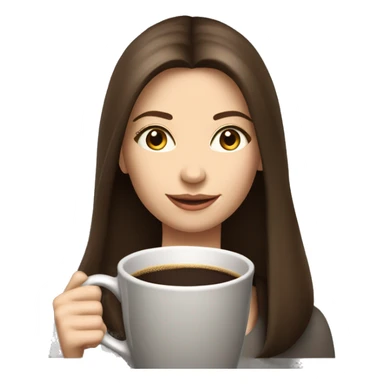 Pretty woman with long straight brown hair and pale skin usias a saucer for a large coffee mug sticker