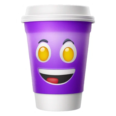 delirious emoji face holdingwhite double styrofoam cup filled with purple soda sticker