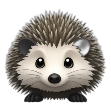 Hedgehog dark gray quills one black ear one white ear different colored ears full body sticker