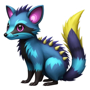 Edgy punky gothic dark gloomy colorful neon dusky Civet-Electrike-Manectric-Genet-Furret-Fakemon-Pokémon-fusion-creature  sticker