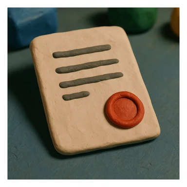 paper document with a red stamp in claymation style sticker