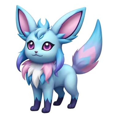 Fluffy celestial Glaceon-Espeon-Sylveon-Umbreon-hybrid, full body sticker