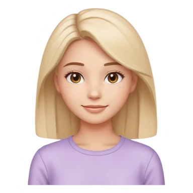 Clean girl influencer emoji-style character, head and shoulders portrait (chest-up crop), minimal makeup, natural glow skin, soft confident smile, sleek hair, neutral pastel outfit sticker