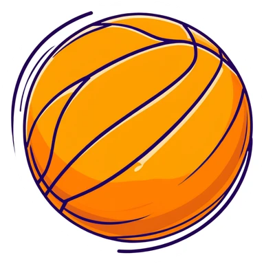 Glossy golden basketball with orange lines sticker