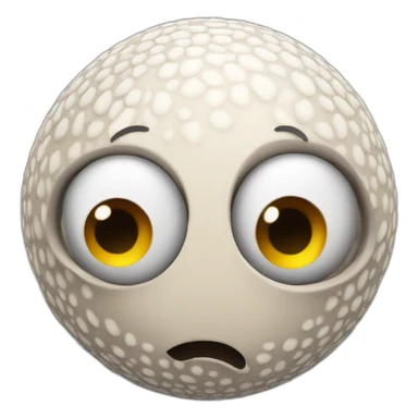 3d sphere with a cartoon wistful skin texture with big childish eyes sticker