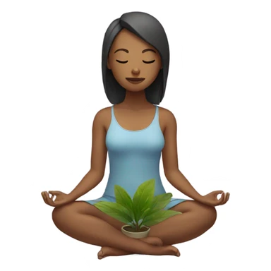 meditating girl with a plant sticker