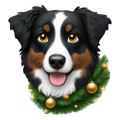 Small black australian shepherd dog Christmas tree sticker