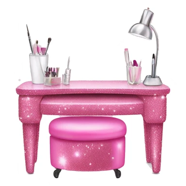Pink glitter nail salon table  sticker