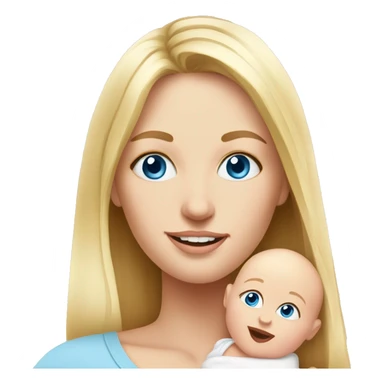 blue eyed blonde mom and newborn girl realistic pink sticker