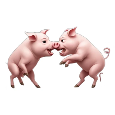 Two pig fighting sticker