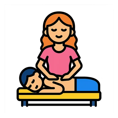 a girl performing a massage, minimal flat icon style sticker