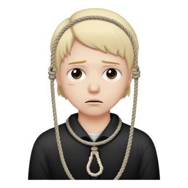 😔 with noose around neck sticker