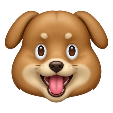emoji dog dashing with a resume in its mouth, tongue out, excited expression sticker