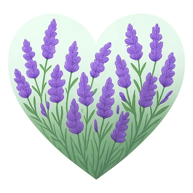 heart with a wild lavender meadow, clean digital illustration sticker