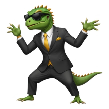 capitalist iguana banker godfather with black sunglasses breakdance no problem sticker