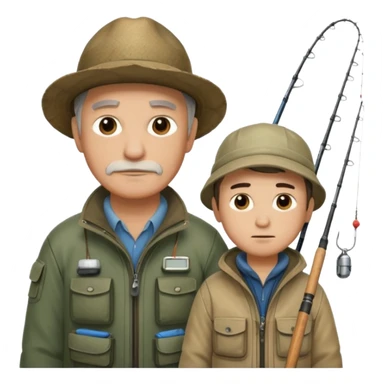 Father and son in fishing gear are cold full body sticker