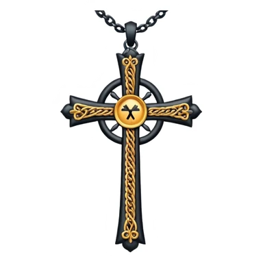 Ein christen kreuz schön verziert mit ketten in schwarz  sticker