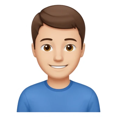 A man with short brown hair, with a smile sticker