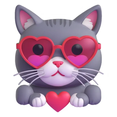 Cat wearing heart-shaped sunglasses sticker