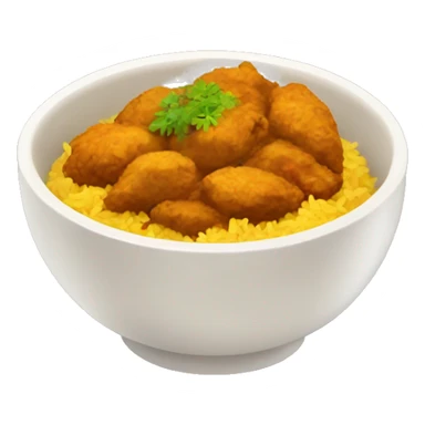 bowl of rice and curry chicken sticker