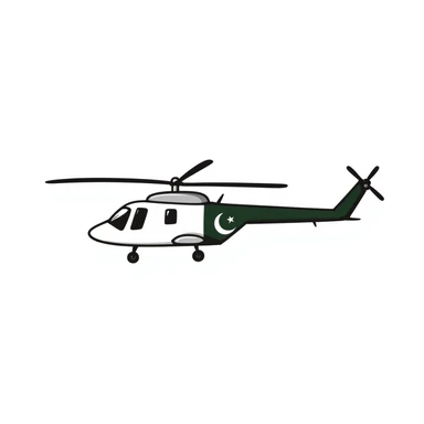 Hand-drawn Pakistani military helicopter with Pakistan flag markings sticker