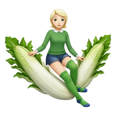  👩🏼 en chaussette, dans une endive géante, sticker