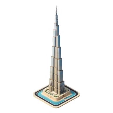 Burj Khalifa, light beige, minimalist, aerial view, emoji style sticker