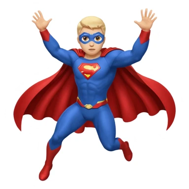flying superhero in a blue suit with a developing cape sticker