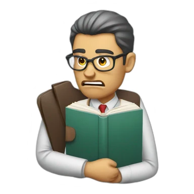 teacher angry with a book sticker