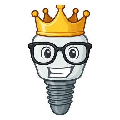 implant with a golden crown in glasses sticker