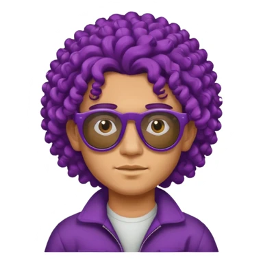 purple haired, curly big haired mexican boy with sunglassess sticker
