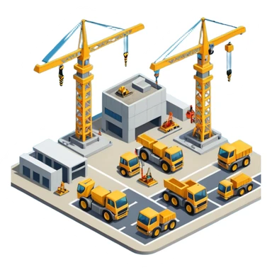 isometric construction site of airport sticker