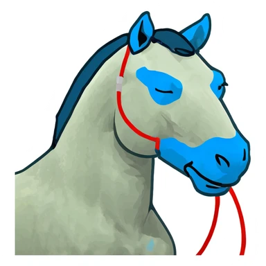 fast electric horse made of electricity, metal plates, bolts, visible blue and red wires, lightning coursing through its body sticker