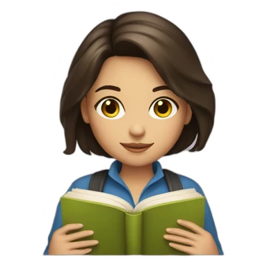 brunette girl with book sticker