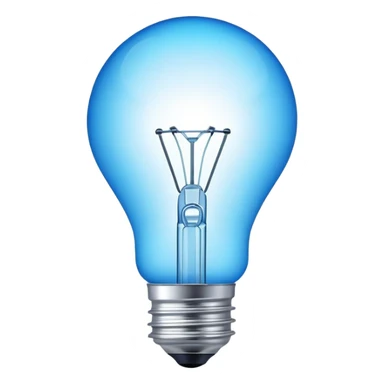 A glowing blue light bulb above a head, symbolizing a new idea. Minimalist, modern style, clean design sticker