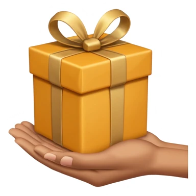 hand extending a gift, apple emoji style, simple, clear, no text sticker