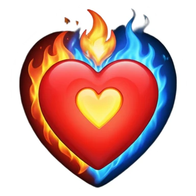 red heart with blue fire sticker