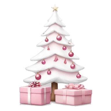 Light pink Christmas gifts under a white Christmas tree  sticker