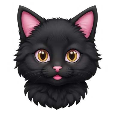 A photo-realistic digital illustration of a cute black kitten sticker