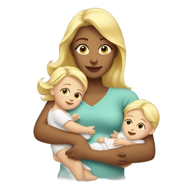 blonde woman holding three babies sticker