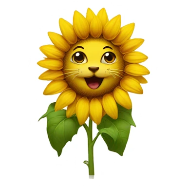 sunflower with cat as face sticker