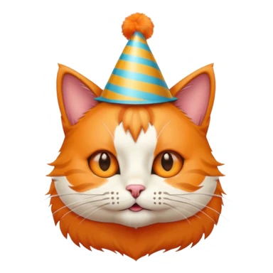 cat head with a party hat sticker