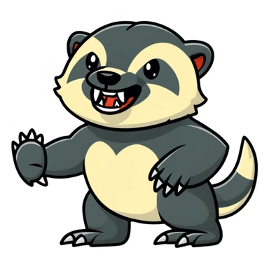 angry honey badger, furious, showing teeth, aggressive pose sticker