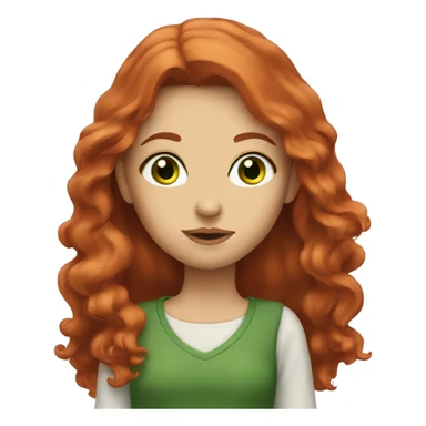 Girl with long red hair and green eyes. Small lips  sticker