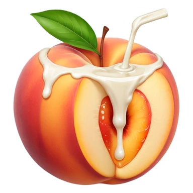 There is a lot of milk on the cut peaches. sticker