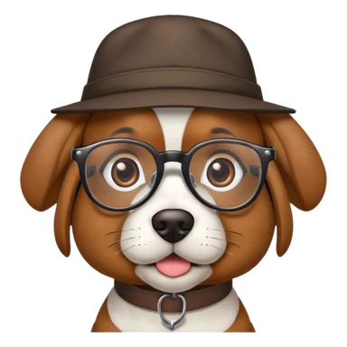 Dog with glasses and hat sticker