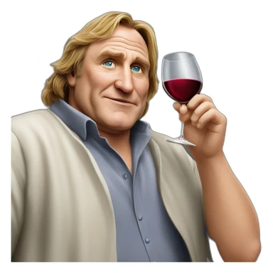Gérard Depardieu drink wine sticker