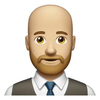 Bald man light brown hair, thick beard, Shirt and tie sticker
