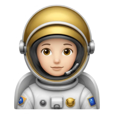 Astronaut in white EVA suit with gold visor helmet sticker